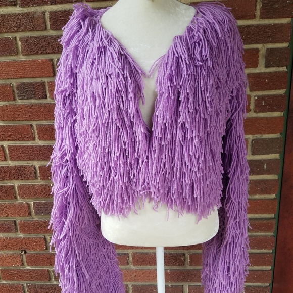 Handmade Sweaters Stylish Retro Boho Crochet Shaggy Fringe Jacket